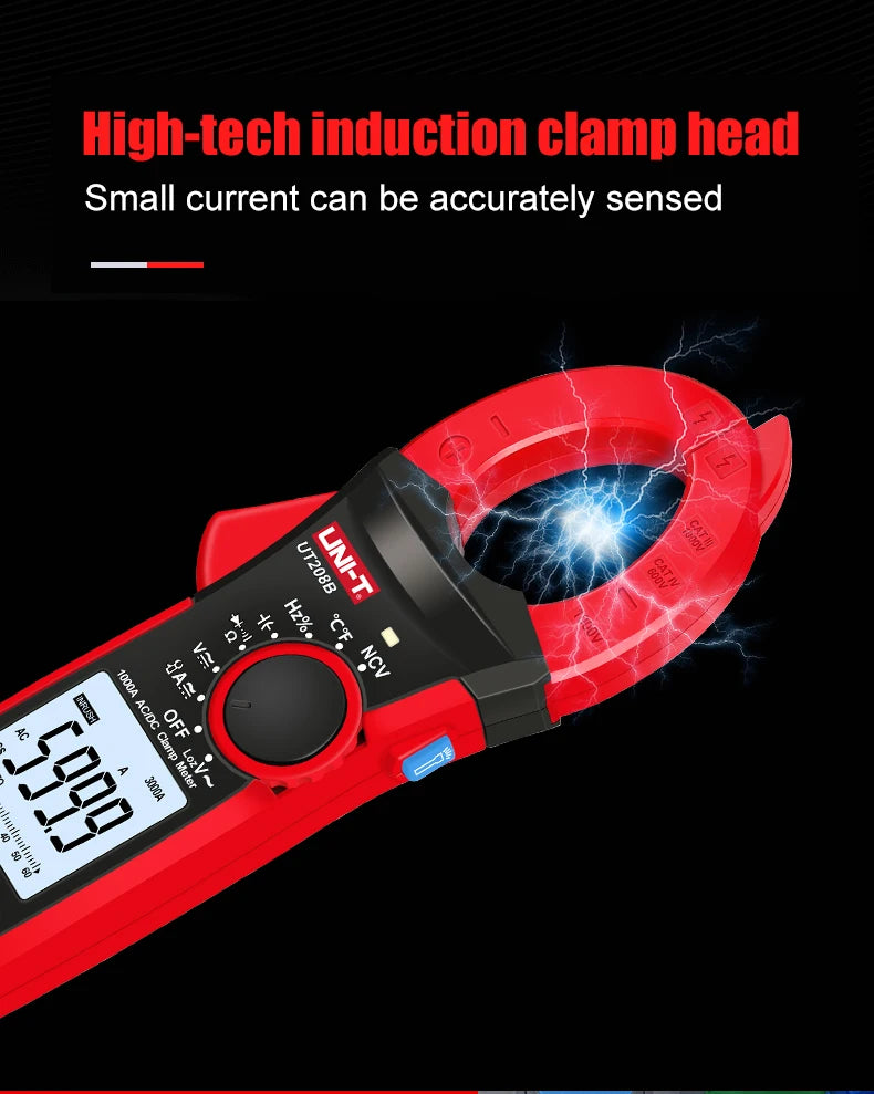 UNI-T Zangenmessgerät UT207B UT208B AC DC Amperometrische Zange Digitalmultimeter Amperemeter Zange Einschaltstrom Tester Werkstatt Werkzeuge