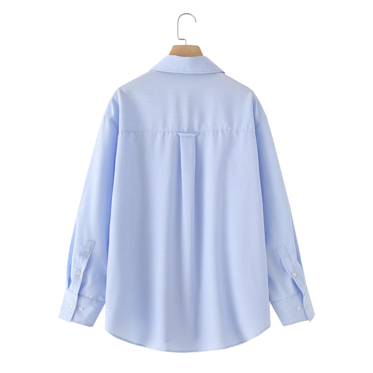 KAR&OT ZA Women's Clothing 2025 Summer New Style Button-down Minimalist Striped Long-sleeved Lapel Shirt Top 2350485.