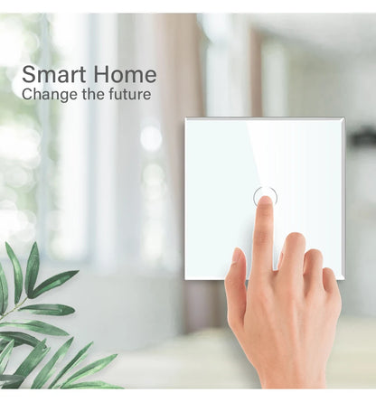 BSEED 1/2/3Gang Touch Licht Schalter Glas Panel 2Way Wand Schalter Led Ändern Schalter Blaue Hintergrundbeleuchtung EU Steckdosen USBC Port.