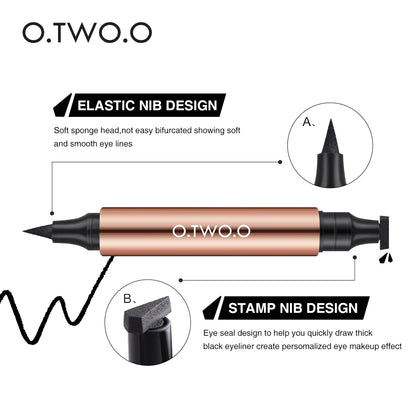 O.TWO.O Eyeliner Stamp Black Liquid Eyeliner Pen Waterproof Fast Dry Double-ended Eye Liner Pencil Make-up for Women Cosmetics.
