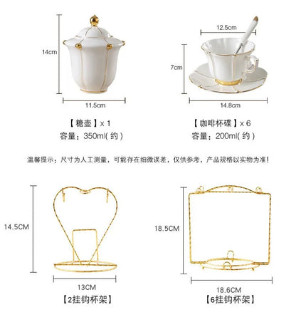 Bone China Coffee Set Europe Porcelain Tea Set Simple Ceramic Pot Creamer Sugar Bowl Teatime Teapot Coffee Cup Mug Coffeeware.