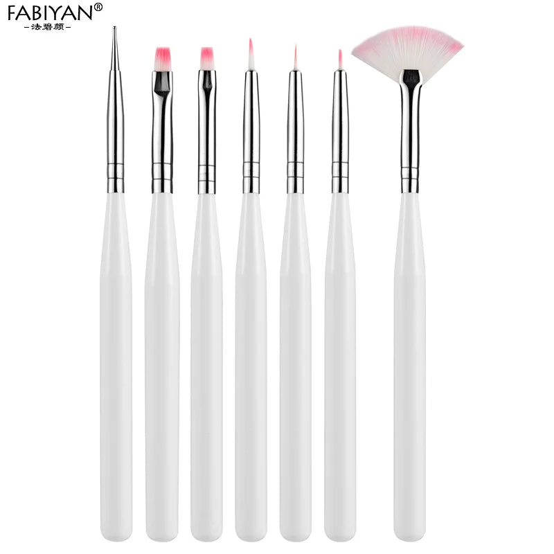 7 Size Nail Art Brush Flat Acrylic Drawing Pen UV Gel Polish French Design Painting Extension Coating Tools Set Manicure.