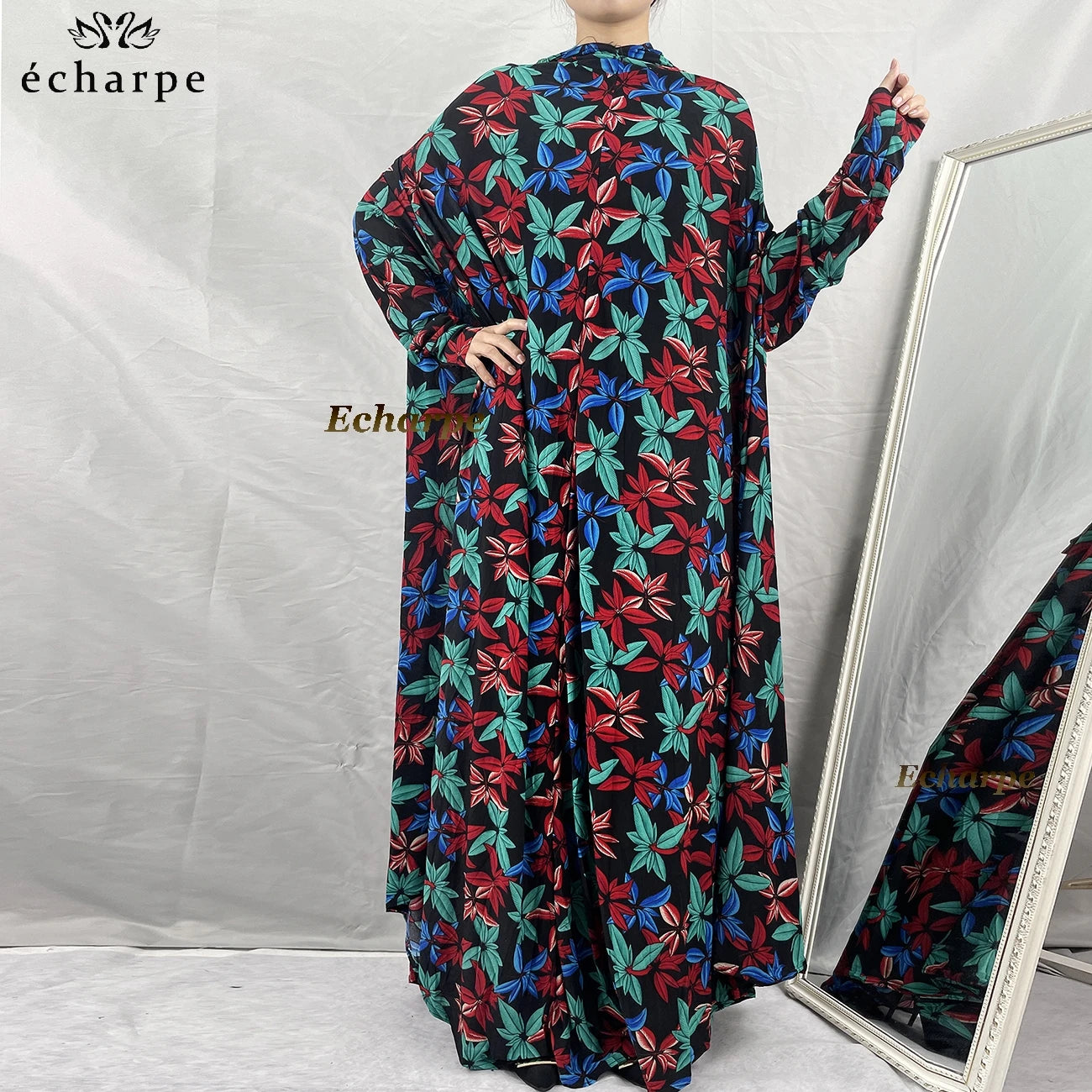 1 Pieces Muslim Hijabs Dress Women's Prayer Garment Dubai Abaya Arab Jibab Islam Flowers Djellaba Femmel Khimar Caftan Clothes