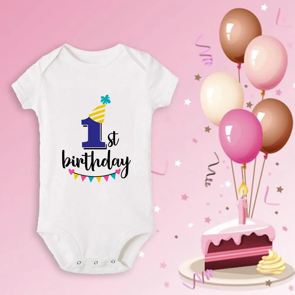 Neugeborenen Baby Ein Jahr Alt Geburtstag Bodys Jungen Mädchen Geboren Krabbeln Nette Drucken Overalls Kleinkind Infant Kleidung Geburtstag Geschenke