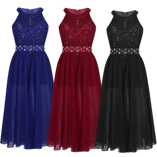 Kinder Mädchen Ärmellose Blumen Spitze Strass Party Kleid Dance Strampler für Schule Pageant Geburtstag Hochzeit Bühne Leistung