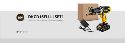 DEKO Akku-Bohrschrauber, 12 V, 16 V, 20 V, Mini-Wireless-Elektrowerkzeuge, DC-Lithium-Ionen-Akku, Elektroschrauber, Heim-DIY-Bohrmaschine