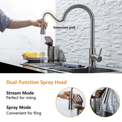 DQOK Küche Wasserhahn Ziehen Gebürstet Nickel Sensor Edelstahl Schwarz Smart Induktion Mixed Tap Touch Control Waschbecken Tap