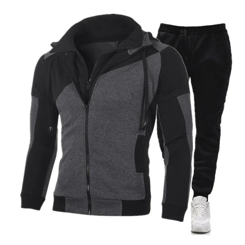 Spring Autumn 2020 Men's Sweat Suit Set Tracksuit Men Outfit Full Sleeve Tops with Hood Outdoor Sport Wear Men's Hooded Suit