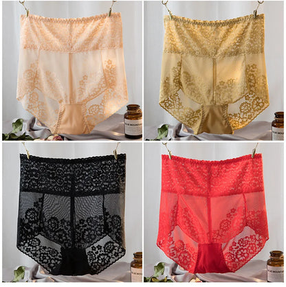 Women Lace High Waist Panties Sexy Mesh Girdle Waist Underwear Quality Plus Size Butt Lifter Knickers Tummy Slim Control Briefs.
