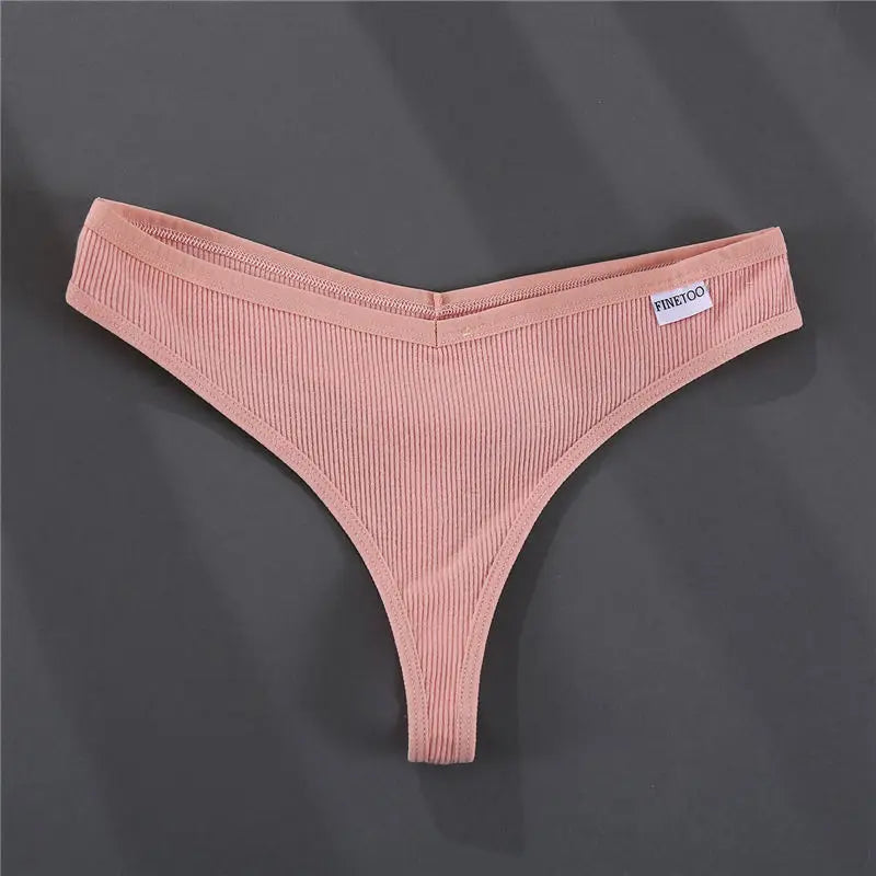 FINETOO 3PCS/Set G-string Panties Cotton Women's Underwear Sexy Panty Female Underpants Thong Solid Color Lingerie T-Back Design