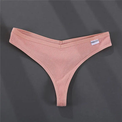 FINETOO 3PCS/Set G-string Panties Cotton Women's Underwear Sexy Panty Female Underpants Thong Solid Color Lingerie T-Back Design
