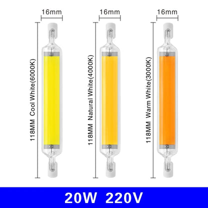 R7S LED 78mm 5W 8W R7S Spotlight 118mm 10W 20W 220V 230V 240V COB Lamp Bulb Glass Tube Replace 30W 50W 100W Halogen Lamp Light.