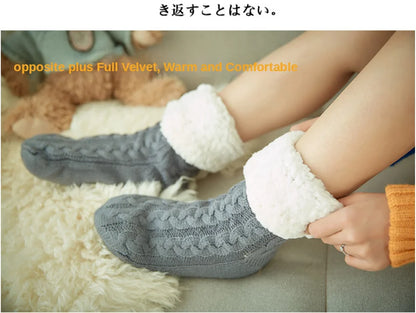Womens Fuzzy Thermal Sock Plush Grip Hemp Winter Soft Female Home Indoor Warm Bedroom Non slip fluffy Thick Slipper Floor Sock.