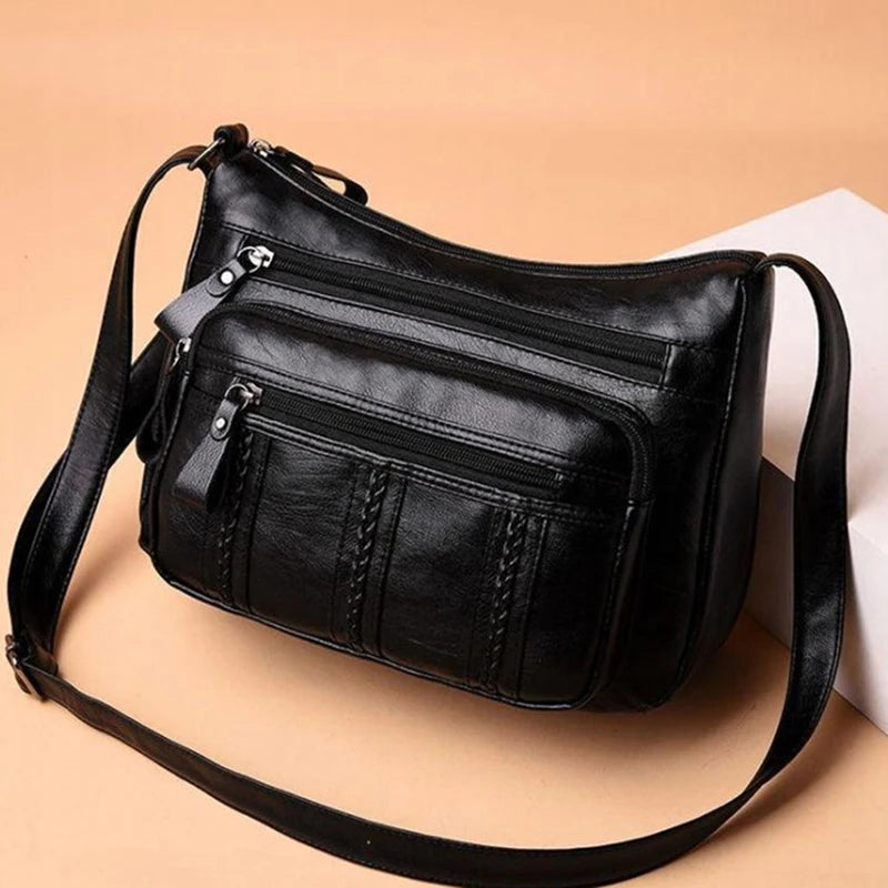 Designer Women Crossbody Bag Soft Pu Leather Shoulder Bag Good Quality Messenger Bag Small Size Purse Ladies Handbags Black Flap.