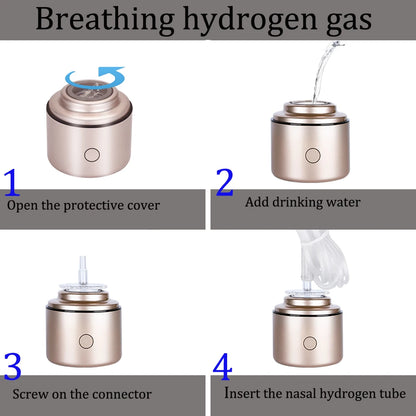 Portable 5000PPB Nano High Rich Hydrogen Water Generator Bottle ORP Alkaline Electrolysis Ionizer Anti-Aging Can Breathe Pure H2.