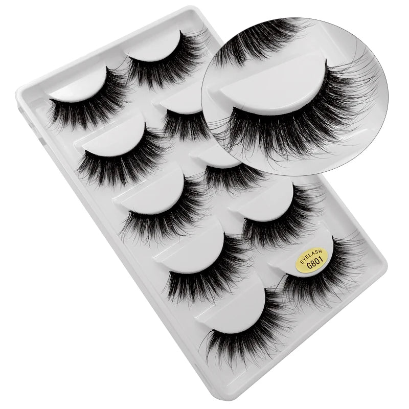 MEISHENJIE 5 pairs eyelashes 3d mink lashes natural long 1 box mink eyelashes 1cm-1.5cm 3d false eyelashes full strip lashes.