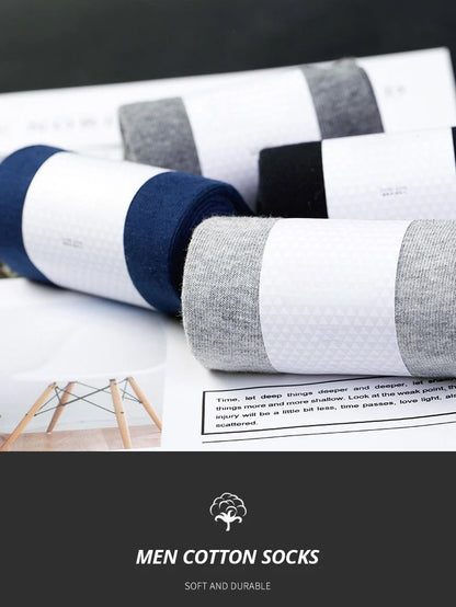 Box Pack Men's Cotton Socks 10Pairs/Box Black Business Men Socks Soft Breathable Summer Winter for Man Boy's Gift Size EUR39-45.