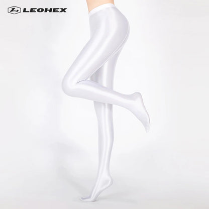 LEOHEX-Satin Glossy Sexy Leggings for Women,Trousers,Glitter Stockings,Shiny,Ankle-Length Pants,High Waist Tights,Japanese Jeggi.