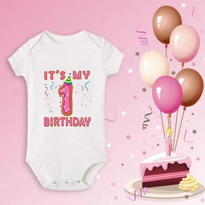 Neugeborenen Baby Ein Jahr Alt Geburtstag Bodys Jungen Mädchen Geboren Krabbeln Nette Drucken Overalls Kleinkind Infant Kleidung Geburtstag Geschenke