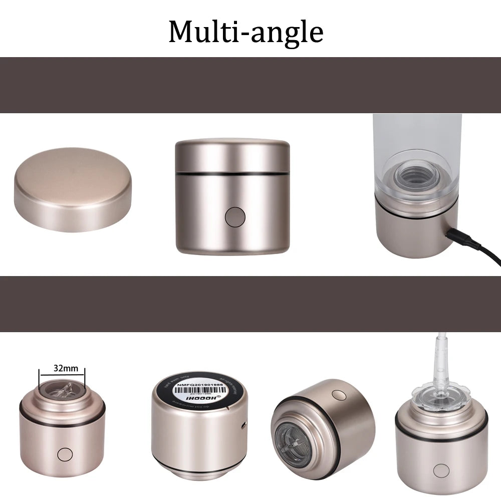 Portable 5000PPB Nano High Rich Hydrogen Water Generator Bottle ORP Alkaline Electrolysis Ionizer Anti-Aging Can Breathe Pure H2.