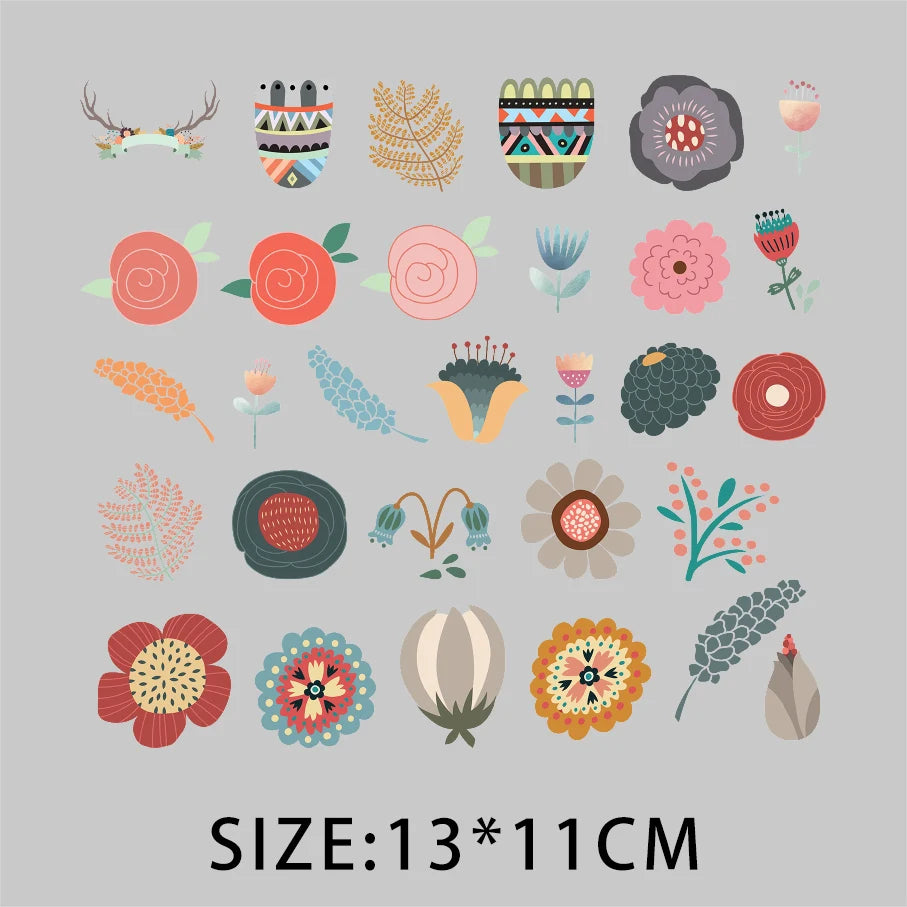 Cartoon Pflanze Blumen Aufkleber Wärmeübertragung PVC Patch Hitzeempfindliche Patches Bügelaufkleber auf Kleidung DIY Applikationen