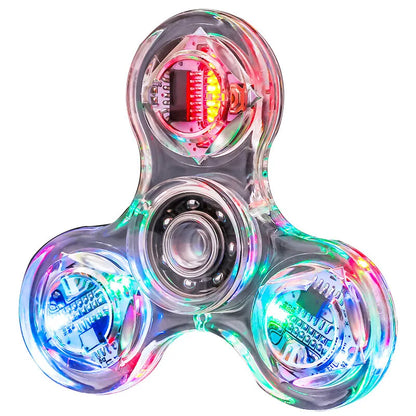 Crystal Luminous LED light Fidget Spinner Hand Top Spinners Glow in Dark EDC Stress Relief Toys Kinetic Gyroscope for Children.