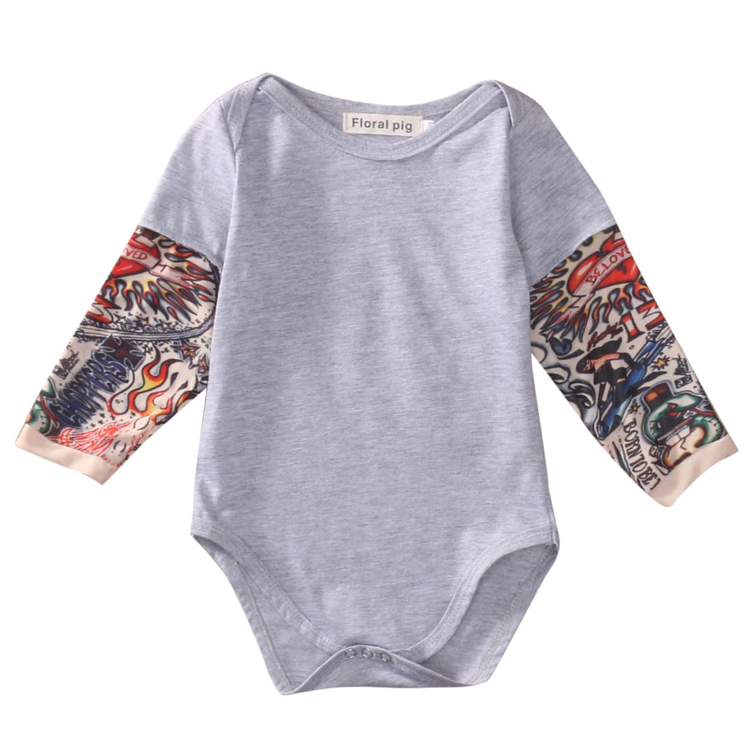 Baby Body Jungen Mädchen Tattoo Gedruckt Patchwork Overall Neugeborenen Kostüm Casual Outfits Kleinkind Kleinkind Kinder Kleidung Bodys.