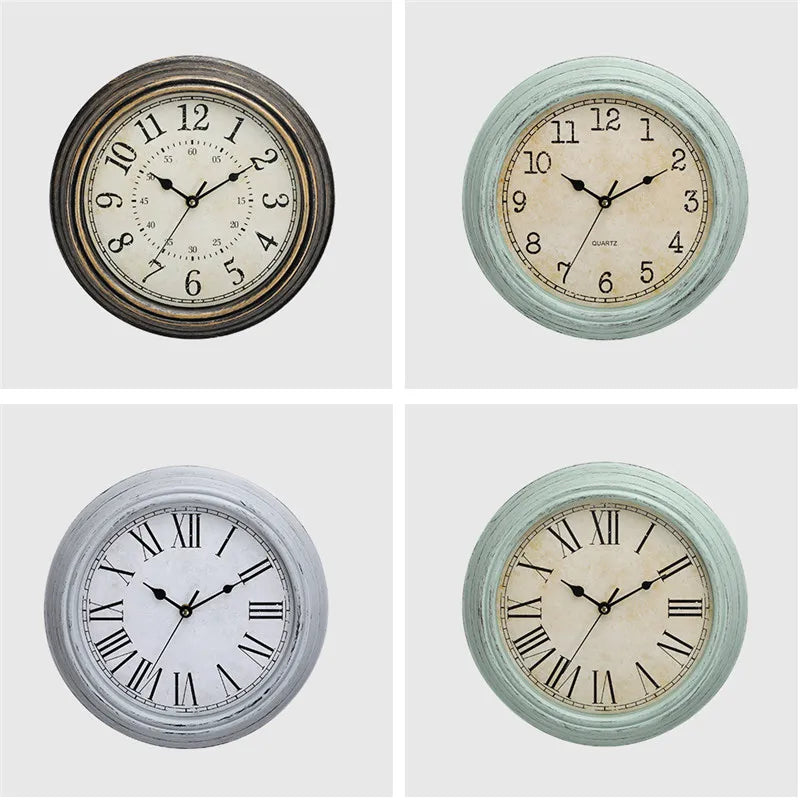 12-Zoll-stille Wanduhr im antiken Shabby-Kunststil, kreative Retro-Quarzuhren, Vintage-Horloges, Reloj Pared Klok, Wohnzimmer