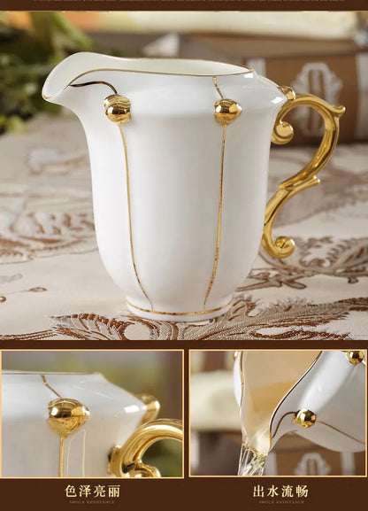 Bone China Coffee Set Europe Porcelain Tea Set Simple Ceramic Pot Creamer Sugar Bowl Teatime Teapot Coffee Cup Mug Coffeeware.
