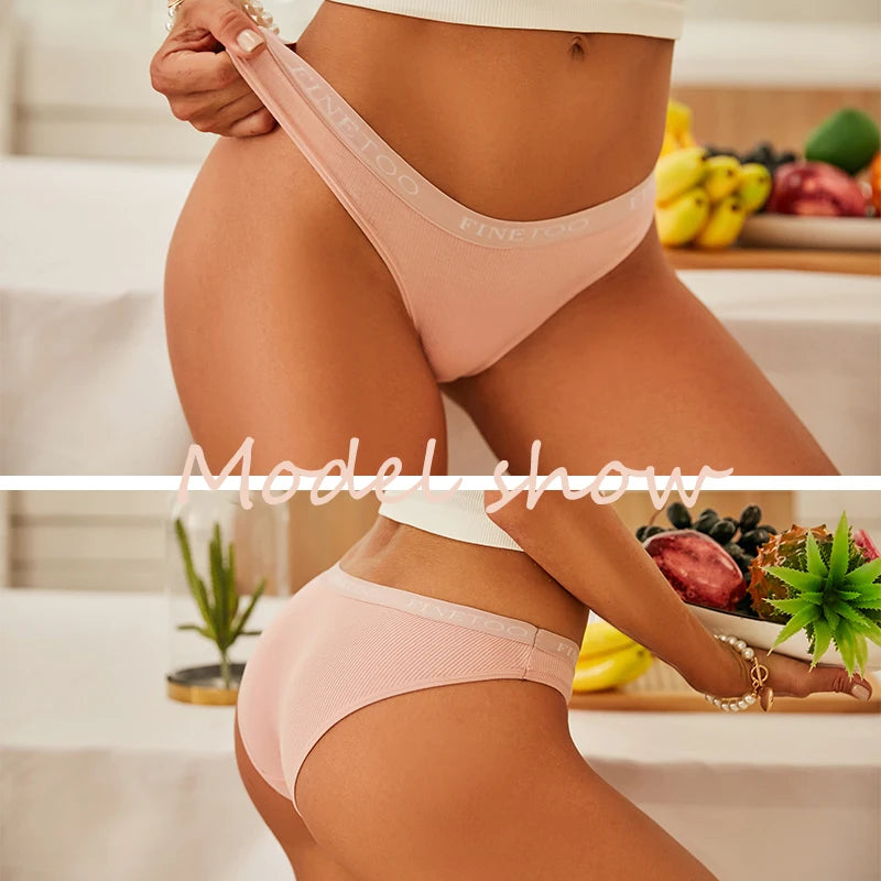 FINETOO 3PCS/Set Women's Underwear Cotton Panty Sexy Panties Female Underpants Solid Color Panty Intimates Women Lingerie M-2XL.