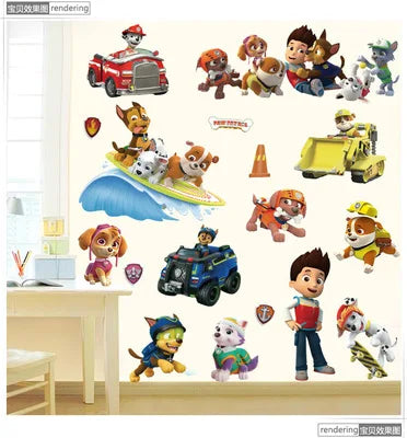 Disney 3D Cartoon  Pawed Wall Stickers For Kids Rooms Living Room Boys Girls Children Bedroom DIY Home Decor Patroling Car