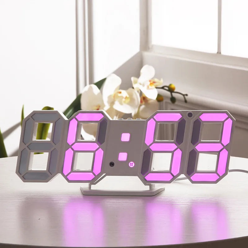 3D LED Wanduhr Modernes Design Digitale Tischuhr Alarm Nachtlicht Saat Wanduhr für Wohnkultur Wohnzimmer
