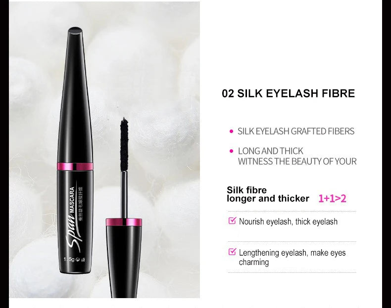 Silk Mascara 1+1 4D Fiber Cosmetics 3D Mascara Eyelashes Lengthening Full Professional Makeup Eyelash False Eyelashes.