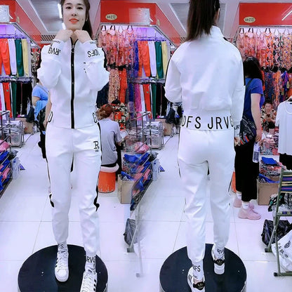 Women's Sportswear Suit 2025 Autumn Winter New Casual Fashion Korean Slim Coat Long Sleeve Sweater Pants Two Piece Set For Women.