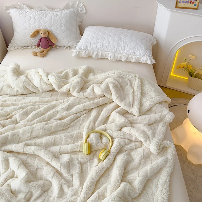 Ornate Jacquard Taffeta Comfort Blanket 100% Polyester Double-Layer Knitted Eco-Friendly Embroidered Pattern.