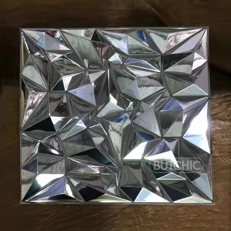 12 PCS 50x50cm car Metal plating color 3D Wall Panel gold luxurious electroplate 3D Wall Stickers Wedding party background wall