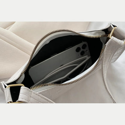 Fashion PU Leather Bags for Women Alligator Pattern Armpit Handbag Female Small Underarm Messenger Bag Purse.