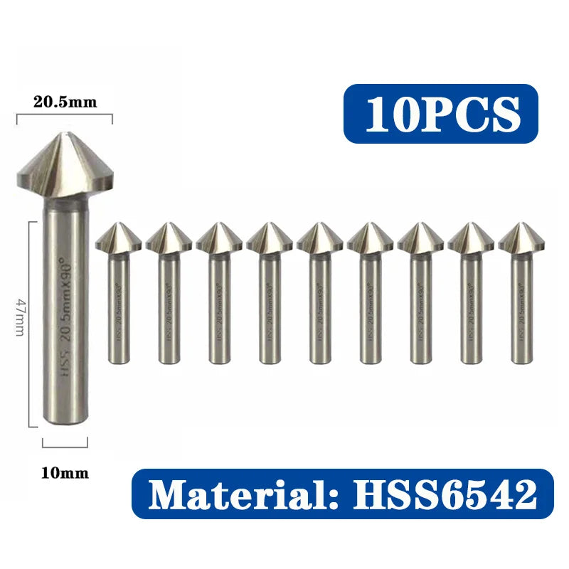 HSS Fasen Anfasen Cutter Schaftfräser Werkzeug Senker Bohrer Set Zu Holz Stell Fasen Cutter Power Tool 3 Flöte 90 grad