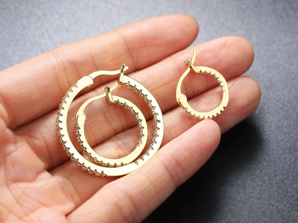 Hoop Earrings for Women Fashion Trend Micro-inlaid Zircon Small & Big Pierced Cartilage Ear Hoops Punk Jewelry Accessories E398.