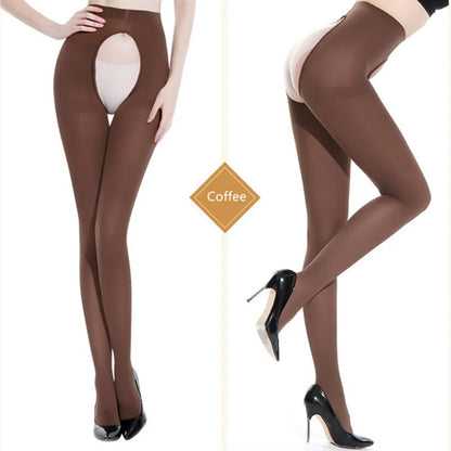 DOIAESKV Women Tights Plus Size 120D Autumn Winter Warm Pantyhose Crotchless High Waist Female Stretchy Slim Skinny Open Tights