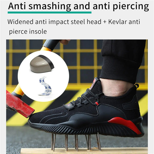 Hot Selling Industrial Protective Breathable Work Boot Casual Trainers Steel Toe  Safety Shoes for Men  Mesh