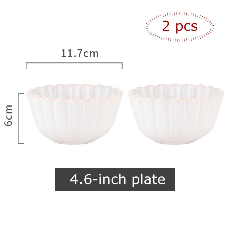 1pc Japanese Dinnerware Ceramic White Blue Dinner Plate Serving Dishes Rice Ramekin Sauce Bowl Microwave Safe