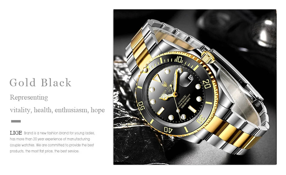 LIGE Women Watches Mechanical Watch Luxury Bracelet Wrist Wristwatch Elegant Ladies Automatic Date Clock Watch Relogio Feminino