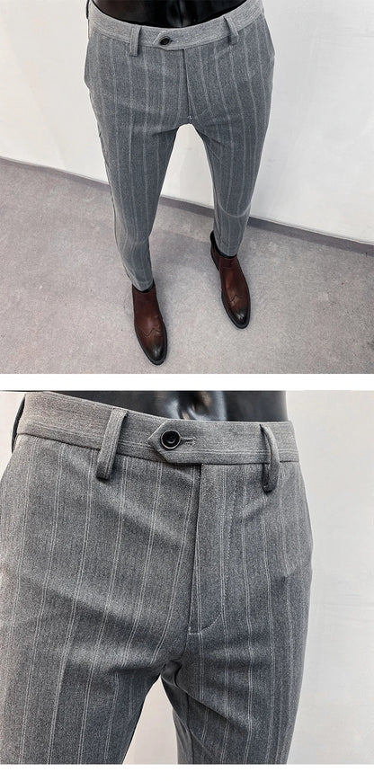 Men Suit Pants Formal Trousers Pantalone Hombre Stretch Slim Solid Color Casual Dress Full Length Pants Fashion New Men Clothing