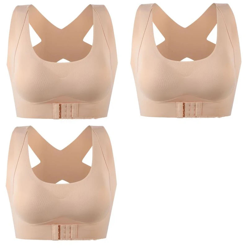 1pcs/2pcs/3pcs Women Bras For Women Push Up Bra Posture Corrector Bralette Front Closure Female Underwear Cross Back Tops.