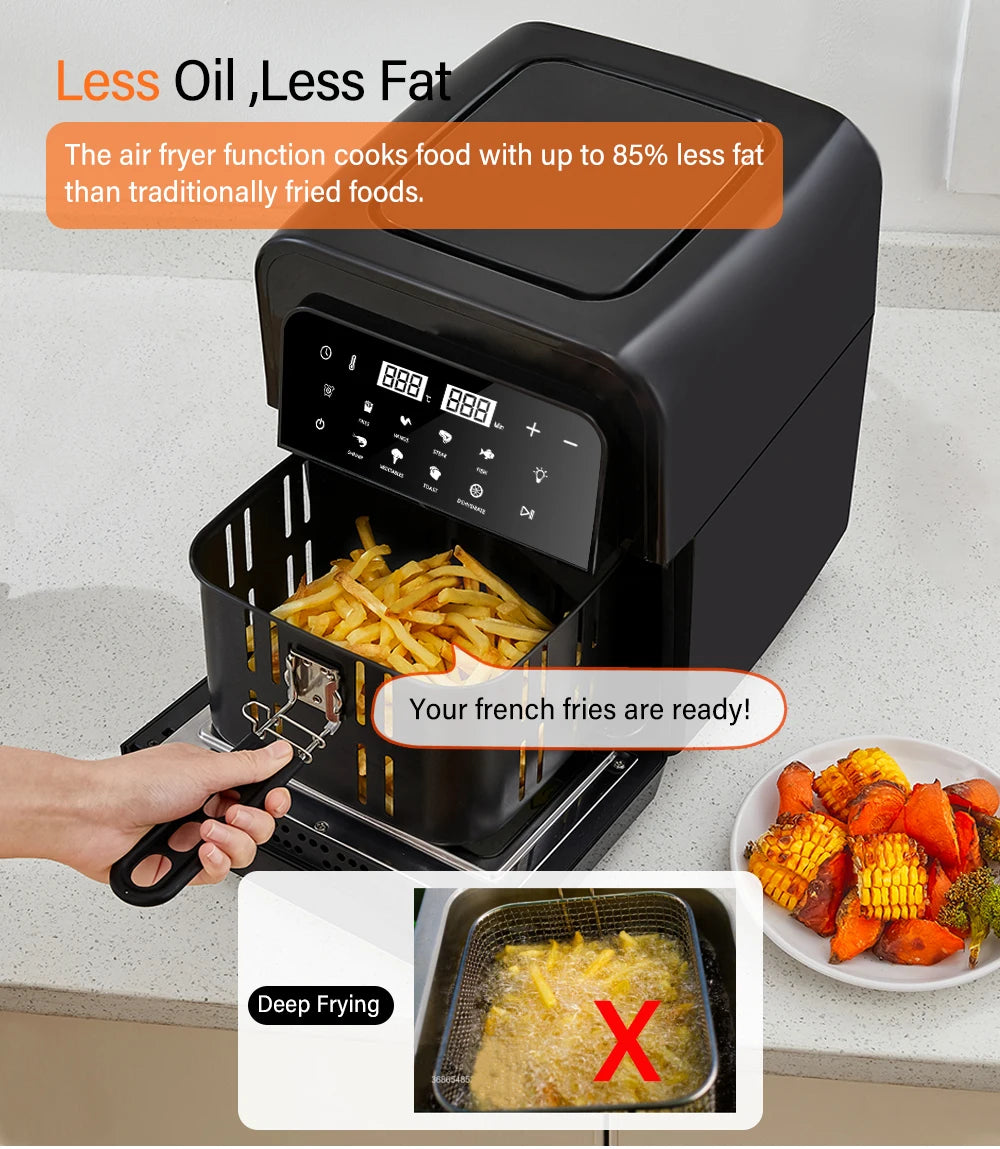 BioloMix Multifunctional 7L Air Fryer without oil electric oven, Dehydrator, Convection Oven, Touch Screen Presets Fry, Roast.
