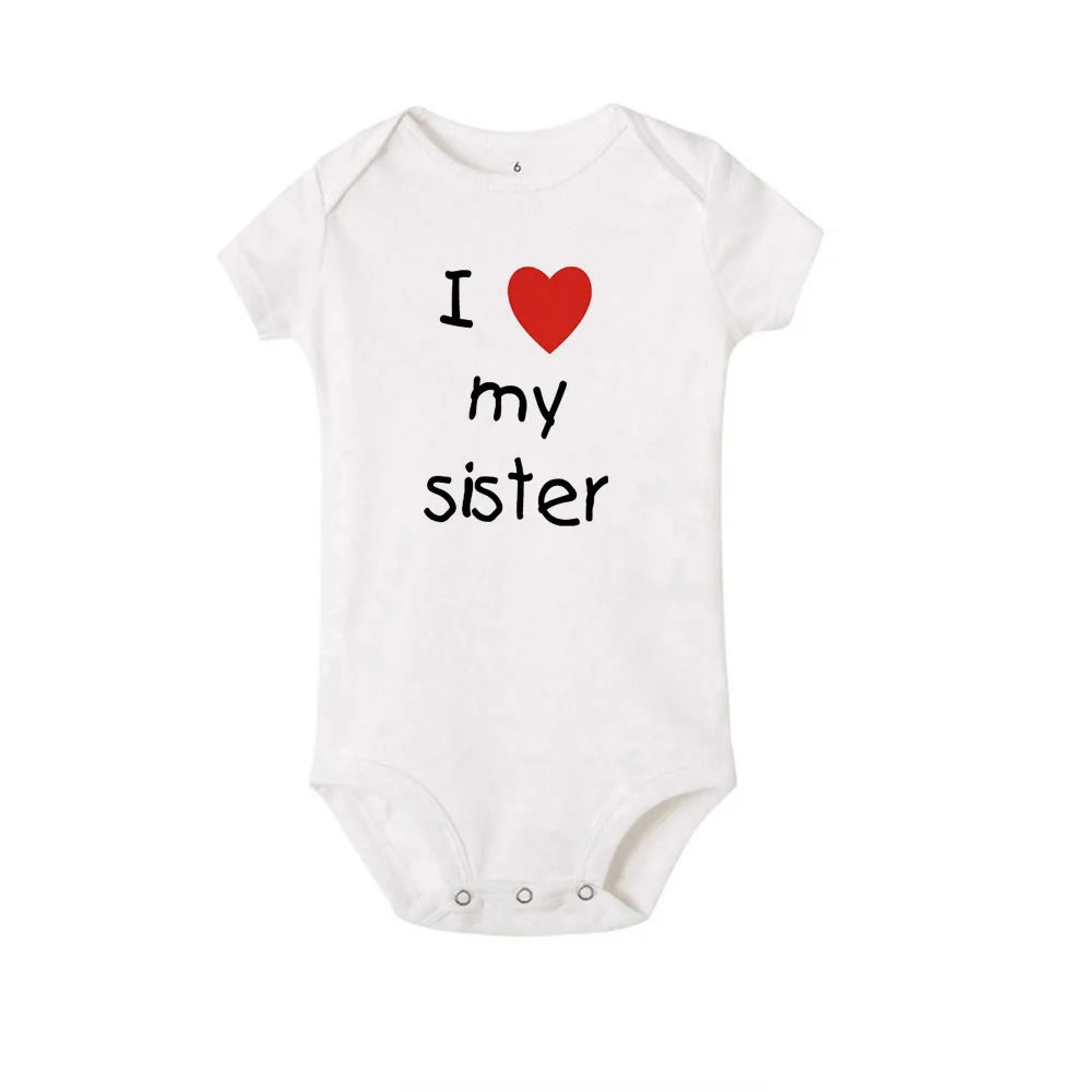 Ich liebe meine Schwester Bruder Zwillinge Baby Kurzarm Body Neugeborene Baby Jungen Mädchen Säugling Sommer Strampler Kleidung Overall Geschenke.