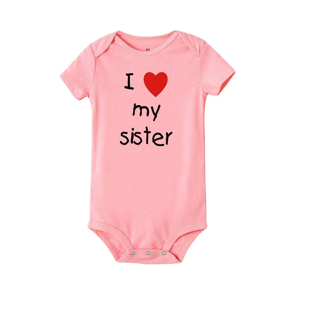 Ich liebe meine Schwester Bruder Zwillinge Baby Kurzarm Body Neugeborene Baby Jungen Mädchen Säugling Sommer Strampler Kleidung Overall Geschenke.