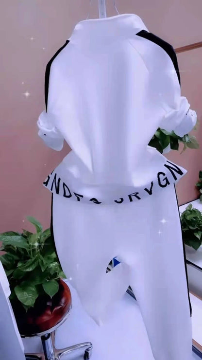 Women's Sportswear Suit 2025 Autumn Winter New Casual Fashion Korean Slim Coat Long Sleeve Sweater Pants Two Piece Set For Women.