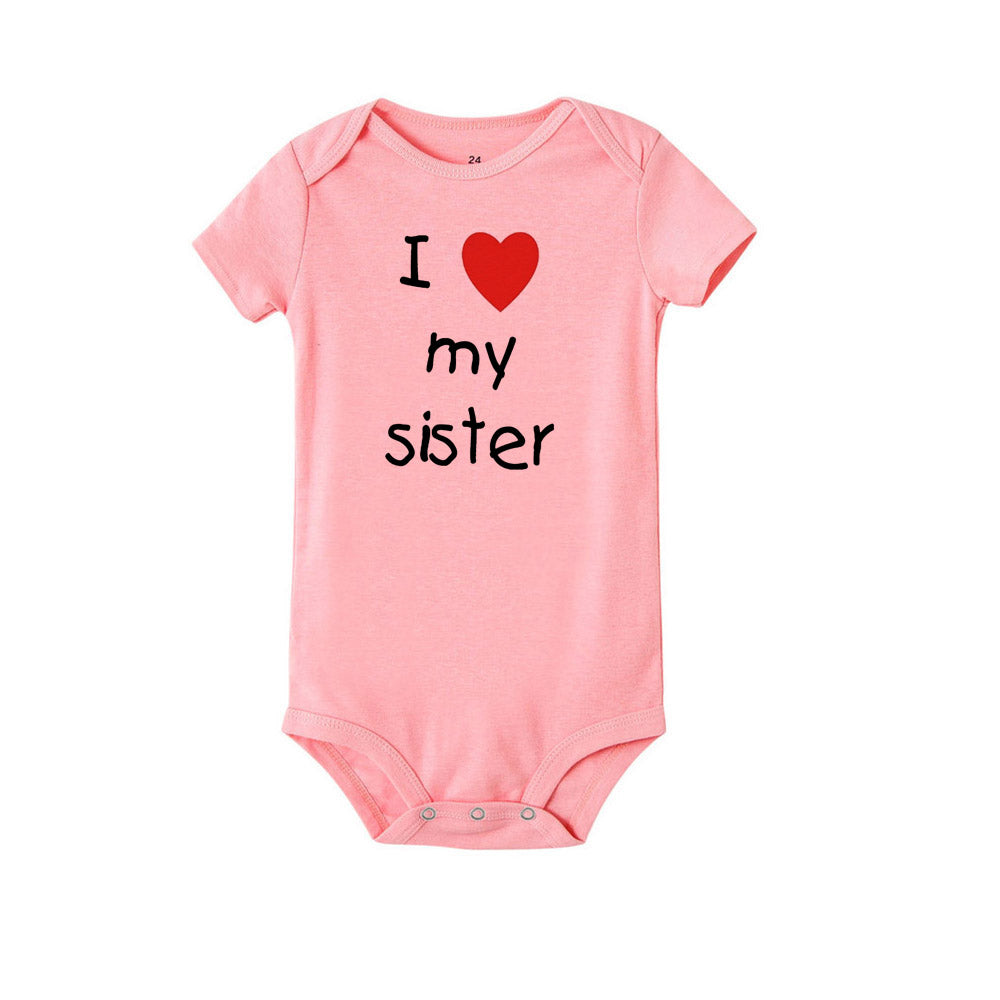 Ich liebe meine Schwester Bruder Zwillinge Baby Kurzarm Body Neugeborene Baby Jungen Mädchen Säugling Sommer Strampler Kleidung Overall Geschenke.